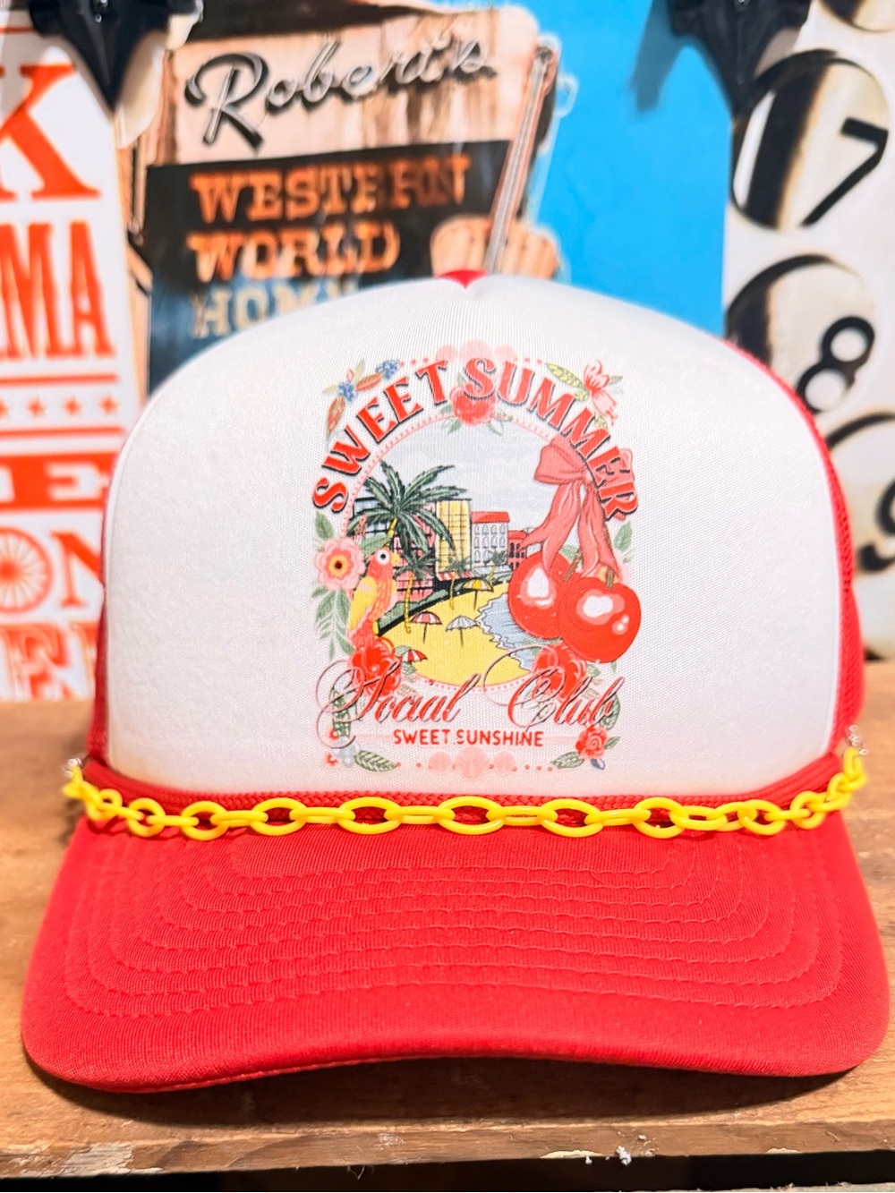 Unbranded Sweet Summer Cherry Trucker Hat - Red & White
